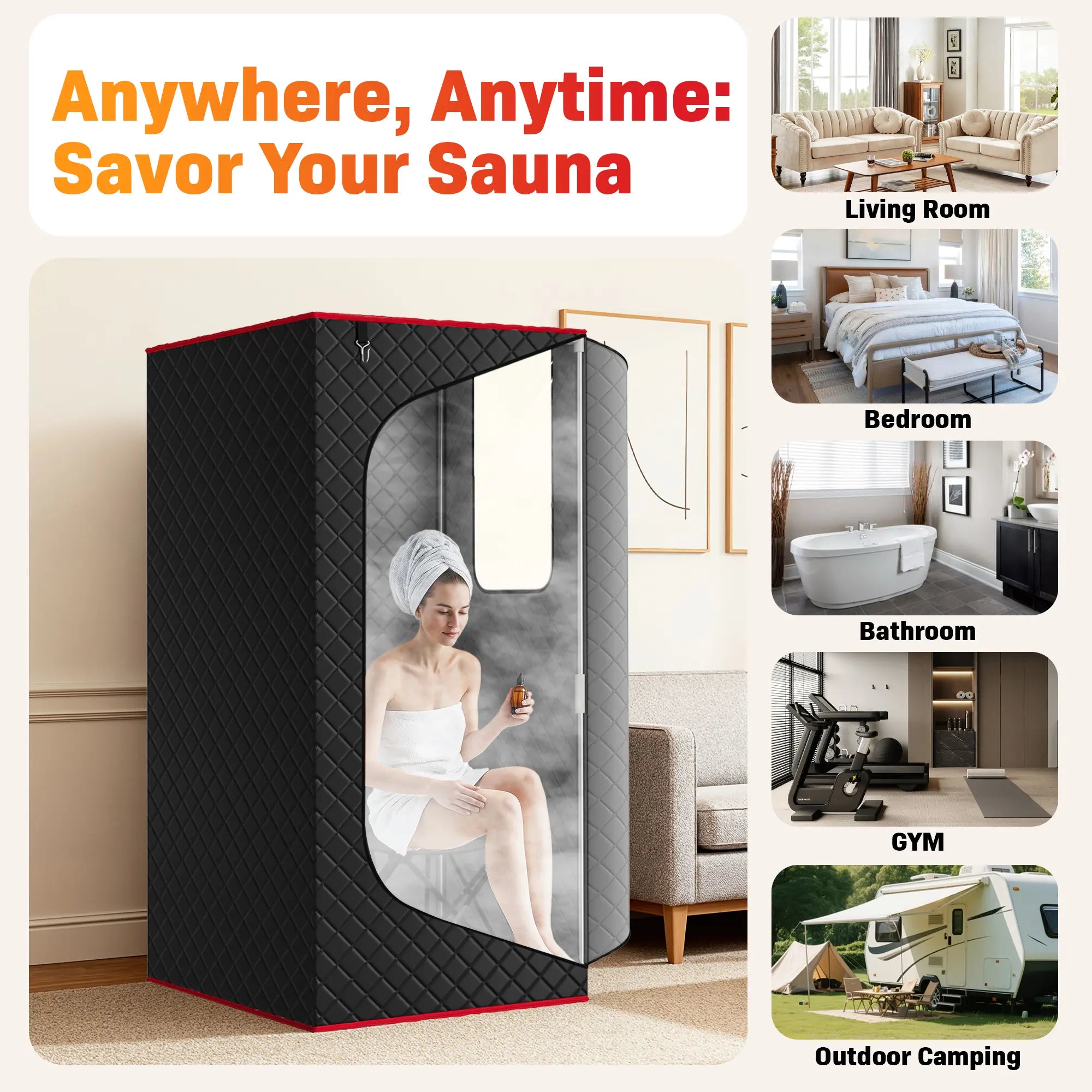 Portable Home Dry Sauna SPA Full Body Sauna Box ,3.0L 1200W Steamer