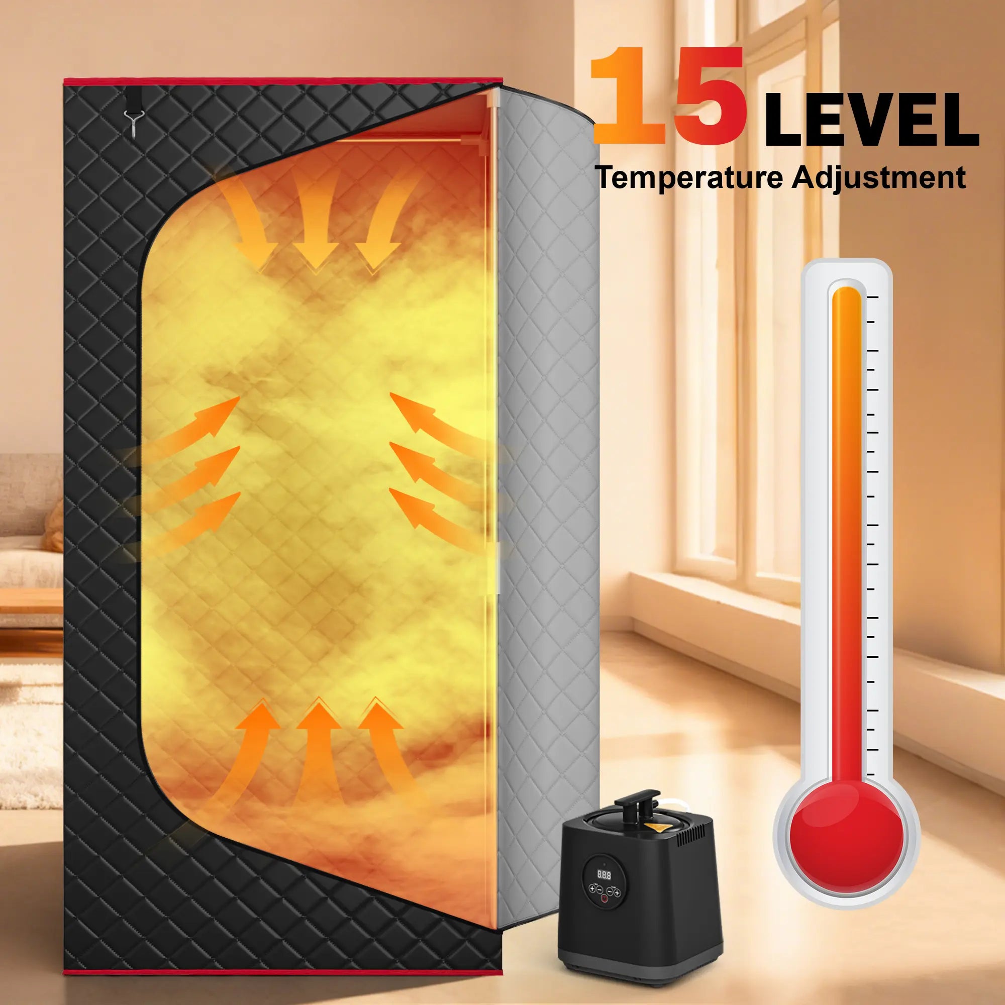 Portable Home Dry Sauna SPA Full Body Sauna Box ,3.0L 1200W Steamer